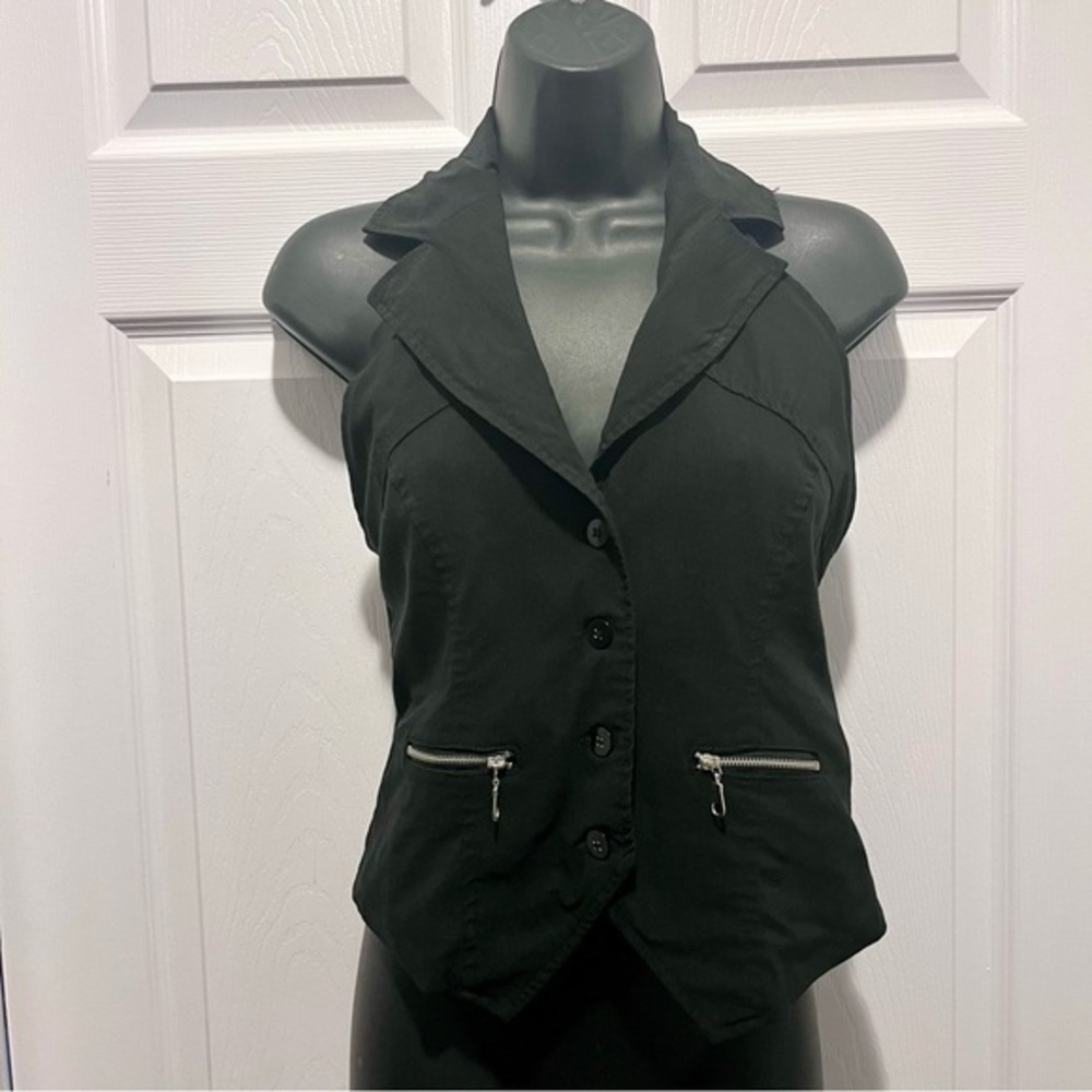 Y2K Anonyme Sans Toi Blazer Crop Tank Top Size 6 Small Women Backless Zip collar